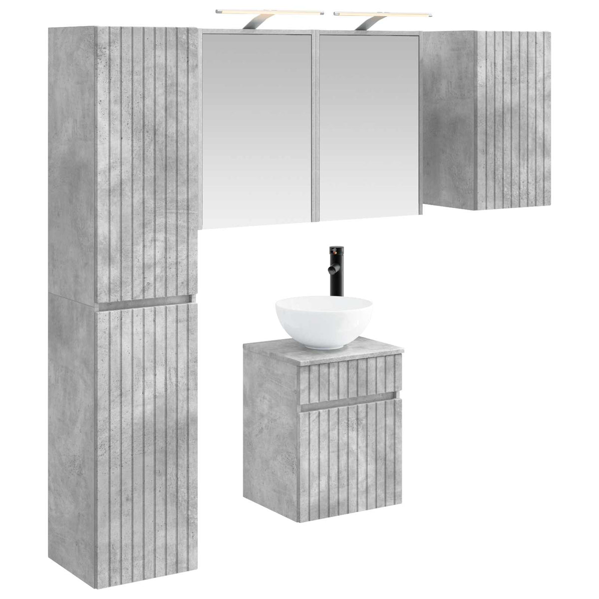 vidaXL Badkamerkastenset 5 pcs Wit 43 x 16 x 62,5 cm Bewerkt hout