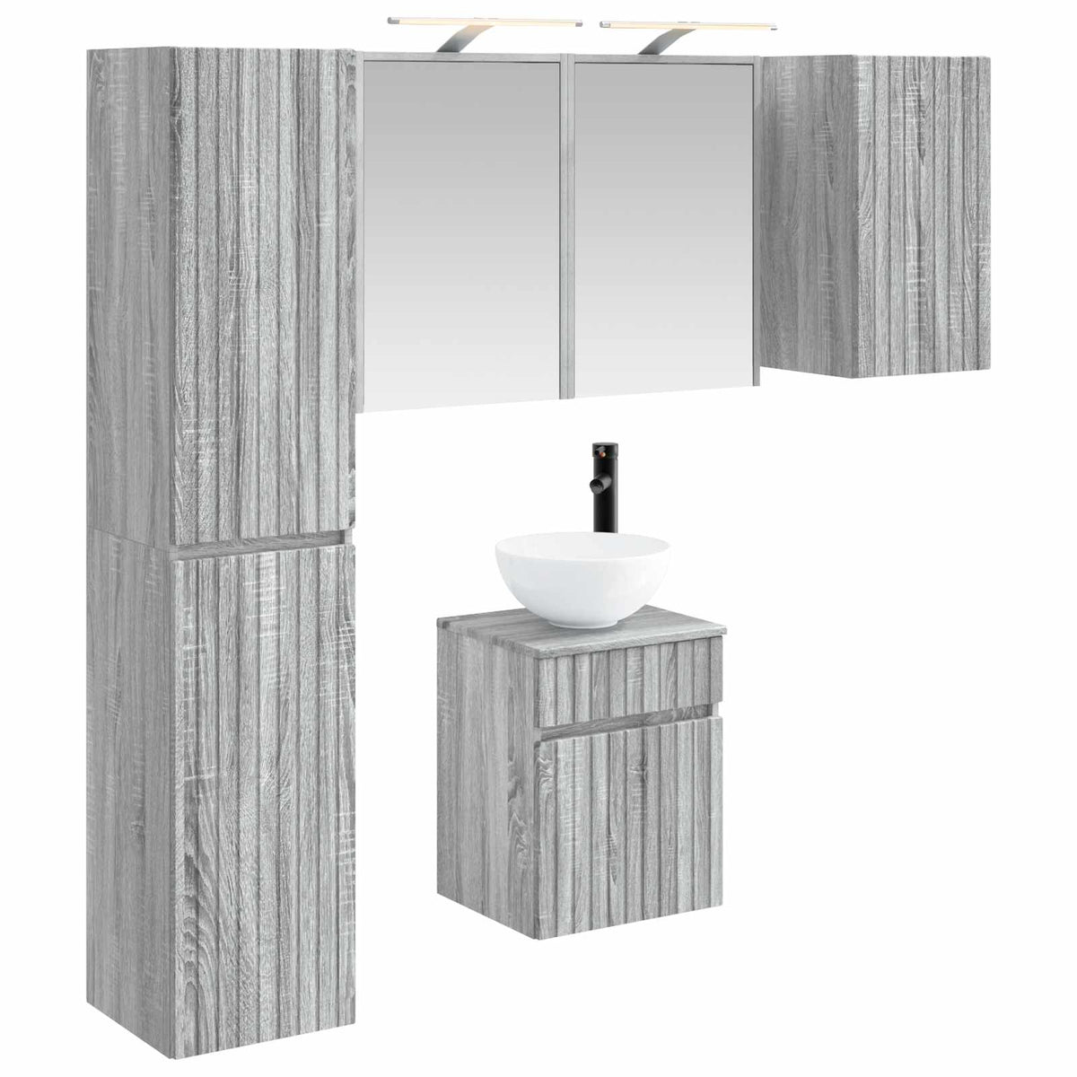 vidaXL Badkamerkastenset 5 pcs Wit 43 x 16 x 62,5 cm Bewerkt hout