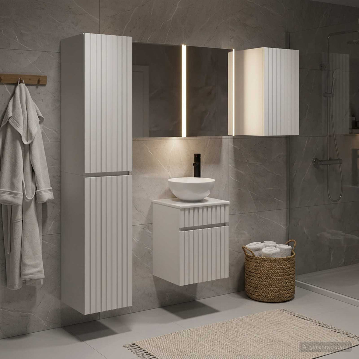 vidaXL Badkamerkastenset 5 pcs Wit 43 x 11,5 x 60,5 cm Bewerkt hout