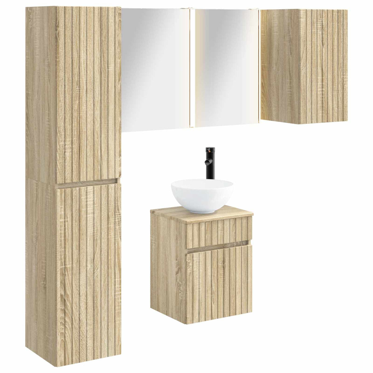 vidaXL Badkamerkastenset 5 pcs Wit 43 x 11,5 x 60,5 cm Bewerkt hout