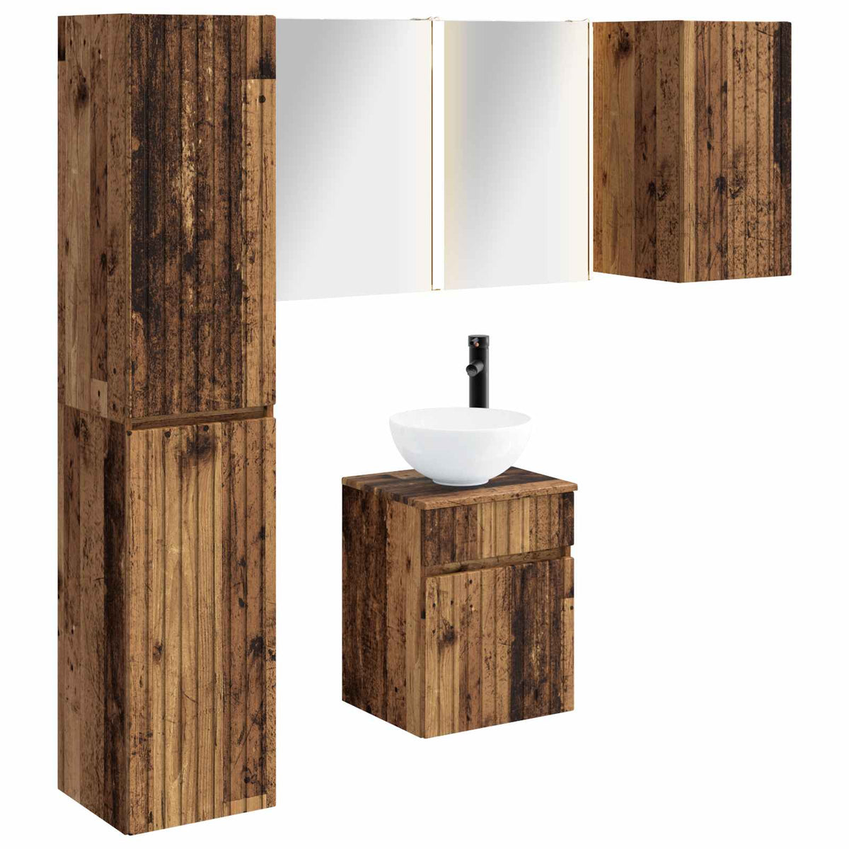 vidaXL Badkamerkastenset 5 pcs Wit 43 x 11,5 x 60,5 cm Bewerkt hout