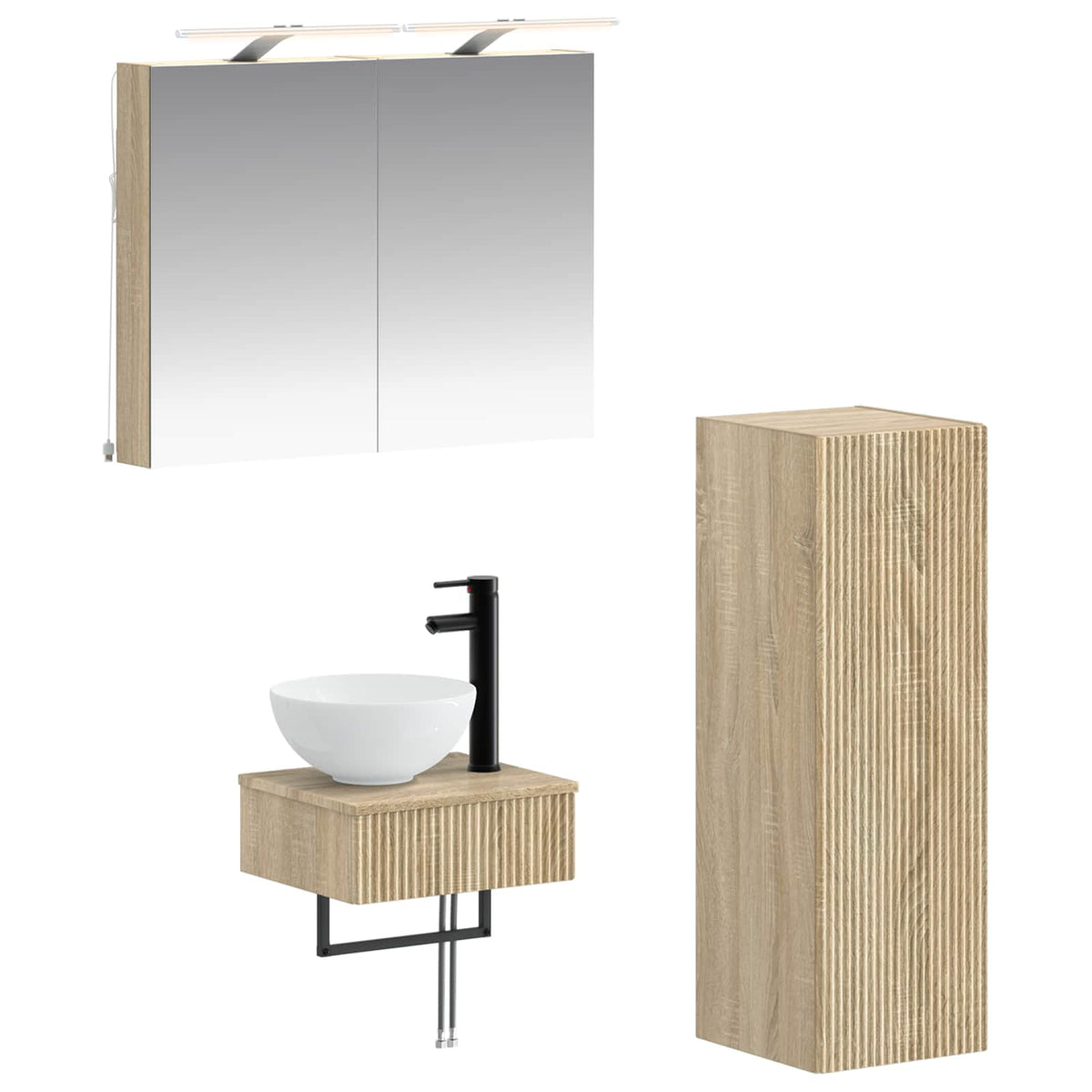 vidaXL Badkamerkastenset 4 pcs Wit 40 x 10,5 x 60,5 cm Bewerkt hout
