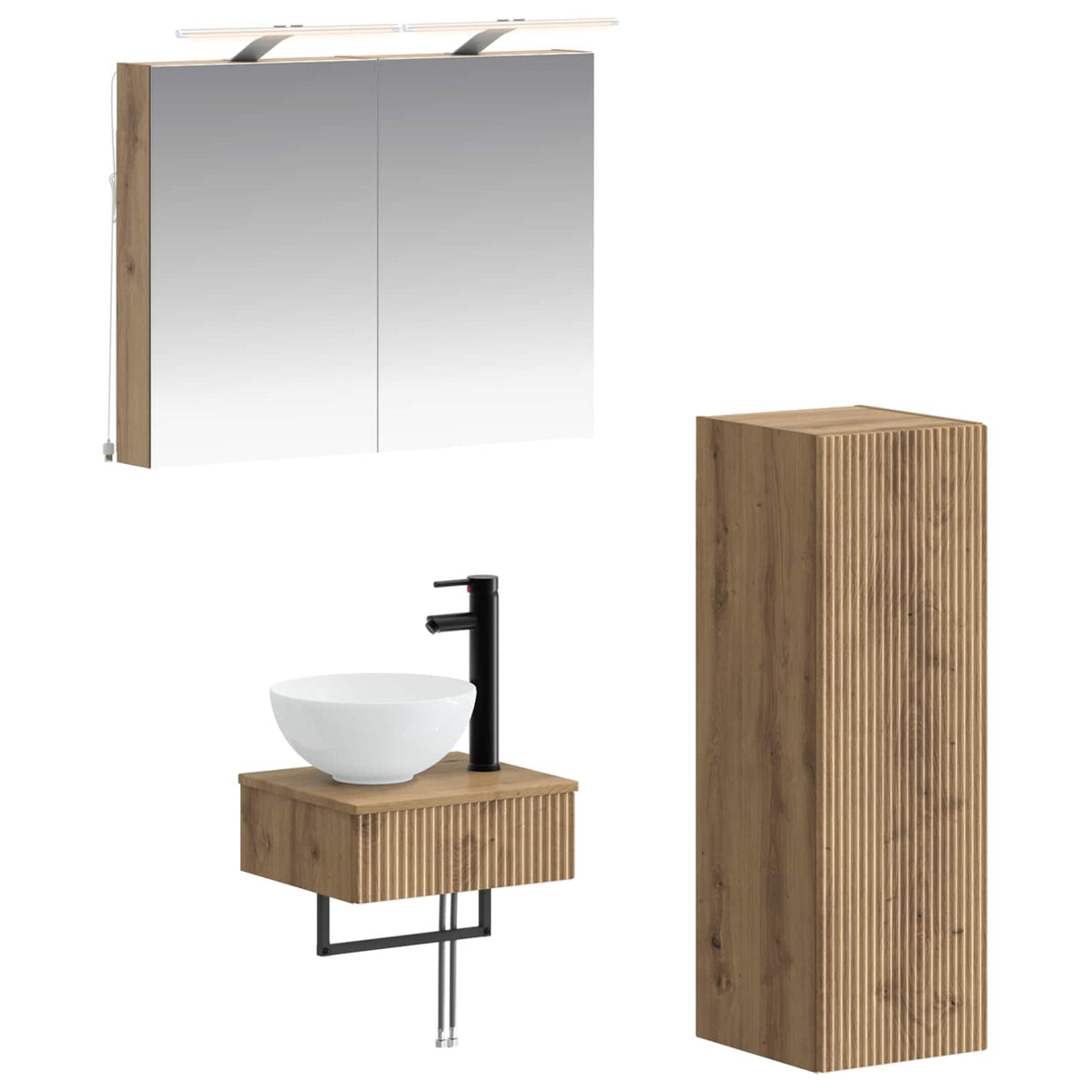 vidaXL Badkamerkastenset 4 pcs Wit 40 x 10,5 x 60,5 cm Bewerkt hout