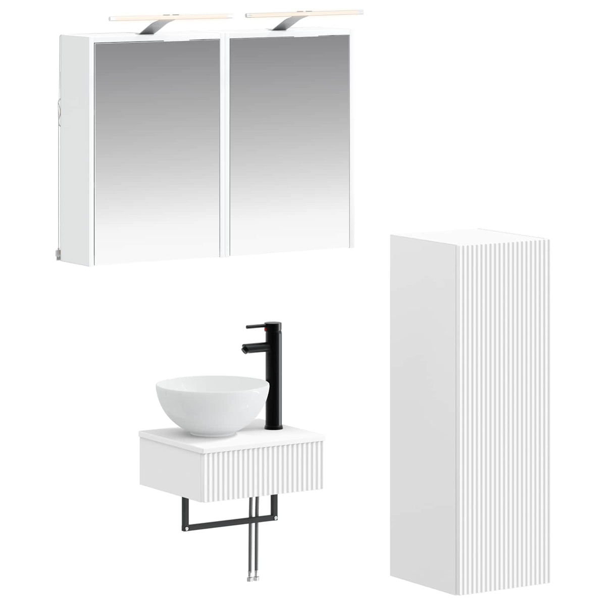 vidaXL Badkamerkastenset 4 pcs Wit 43 x 16 x 62,5 cm Bewerkt hout