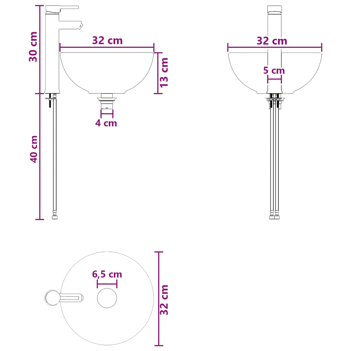vidaXL Badkamerkastenset 4 pcs Wit 43 x 16 x 62,5 cm Bewerkt hout