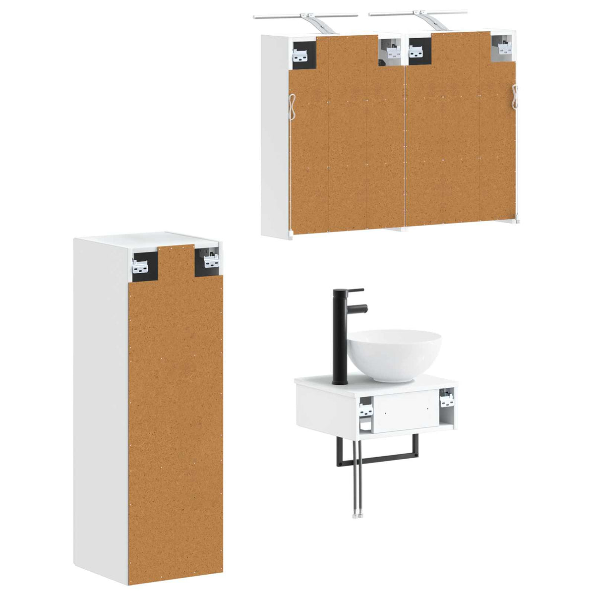 vidaXL Badkamerkastenset 4 pcs Wit 43 x 16 x 62,5 cm Bewerkt hout