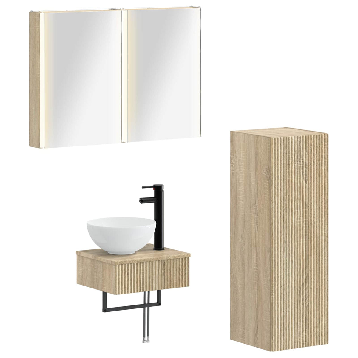 vidaXL Badkamerkastenset 4 pcs Wit 43 x 11,5 x 60,5 cm Bewerkt hout