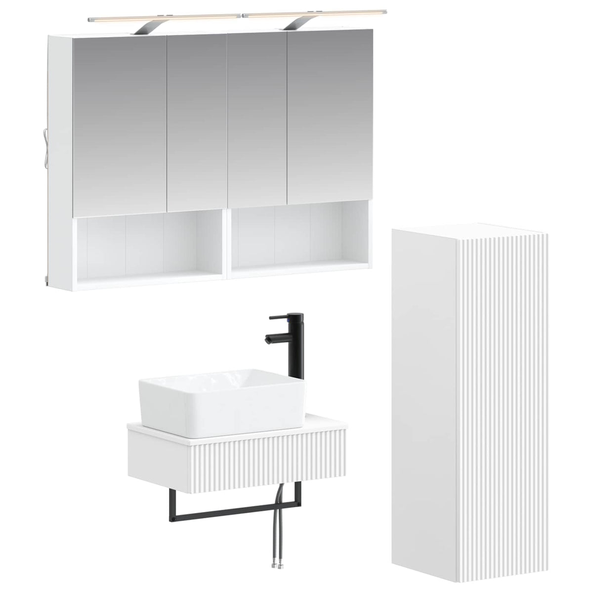 vidaXL Badkamerkastenset 4 pcs Wit 50 x 14,5 x 70 cm Bewerkt hout