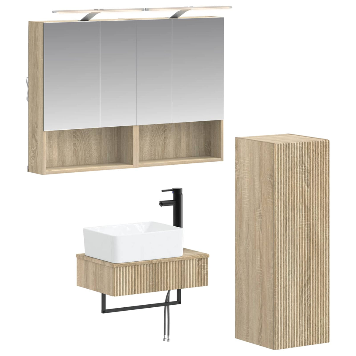vidaXL Badkamerkastenset 4 pcs Wit 50 x 14,5 x 70 cm Bewerkt hout