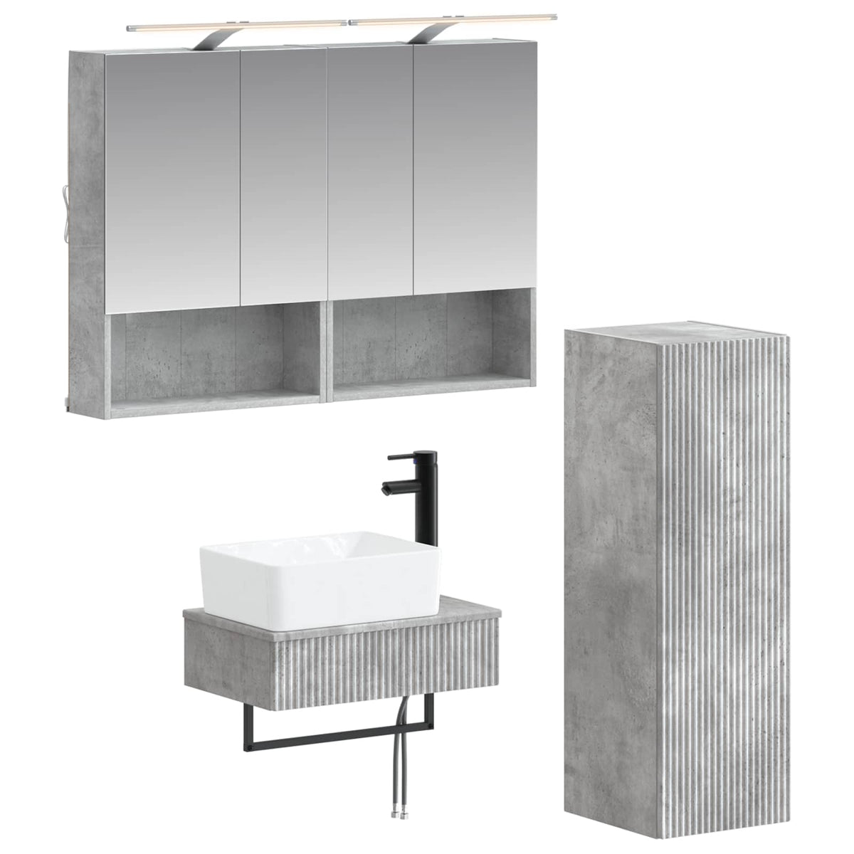 vidaXL Badkamerkastenset 4 pcs Wit 50 x 14,5 x 70 cm Bewerkt hout