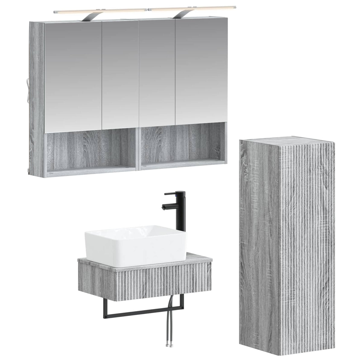 vidaXL Badkamerkastenset 4 pcs Wit 50 x 14,5 x 70 cm Bewerkt hout