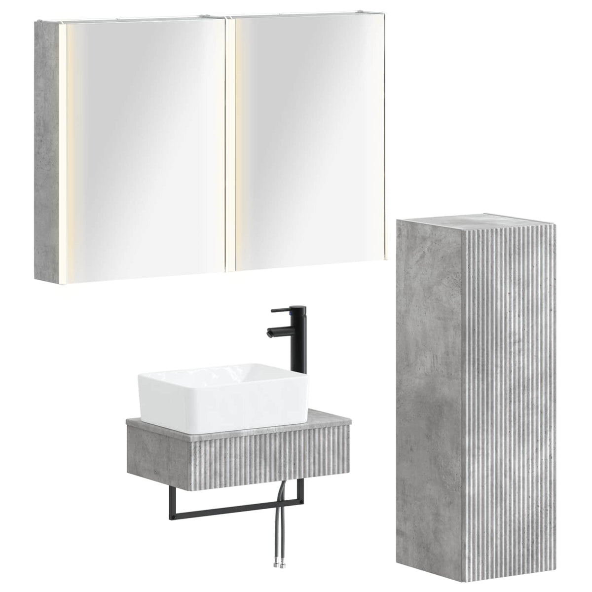 vidaXL Badkamermeubelset 4 pcs Wit Bewerkt hout en glas