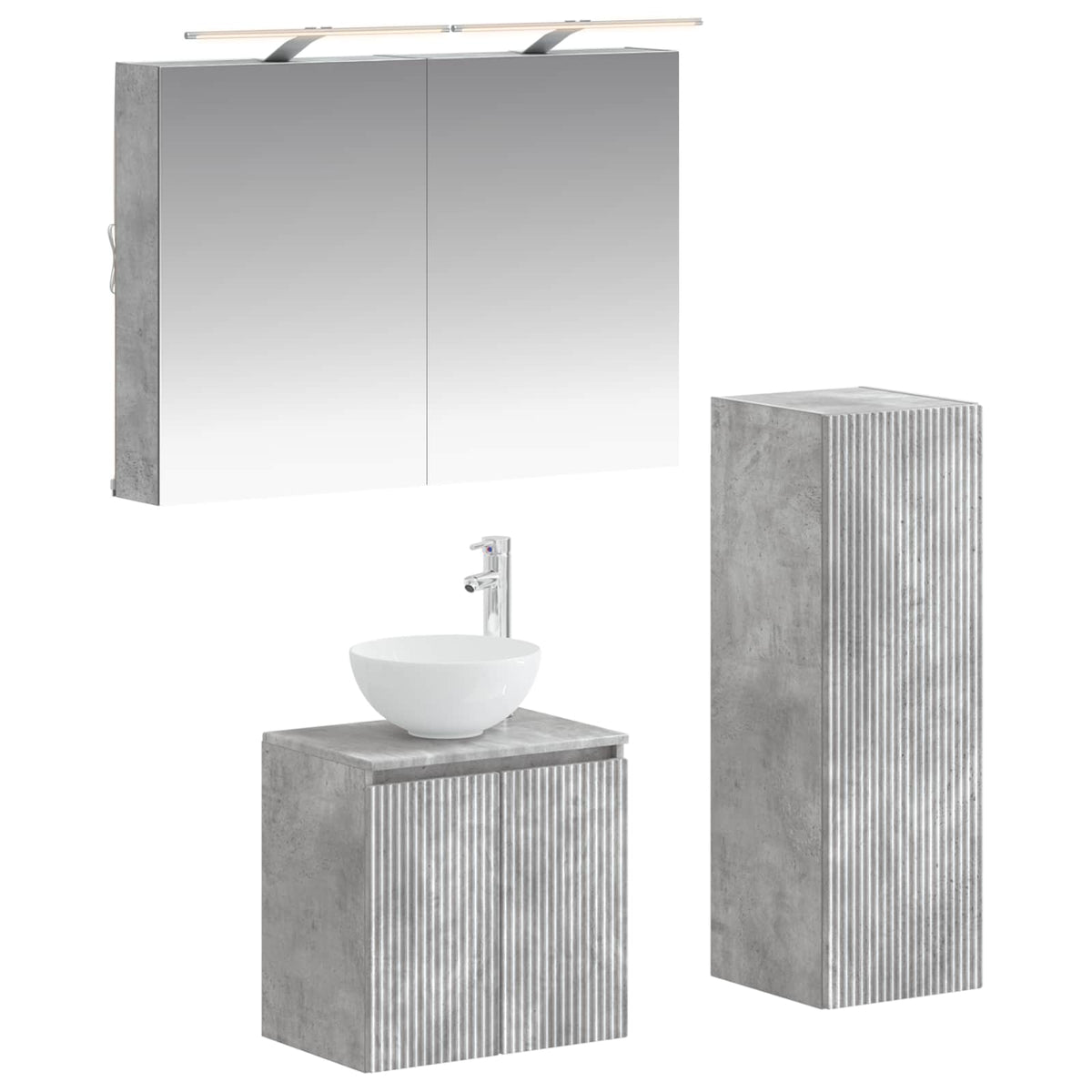 vidaXL Badkamermeubelset 4 pcs Wit Bewerkt hout en glas
