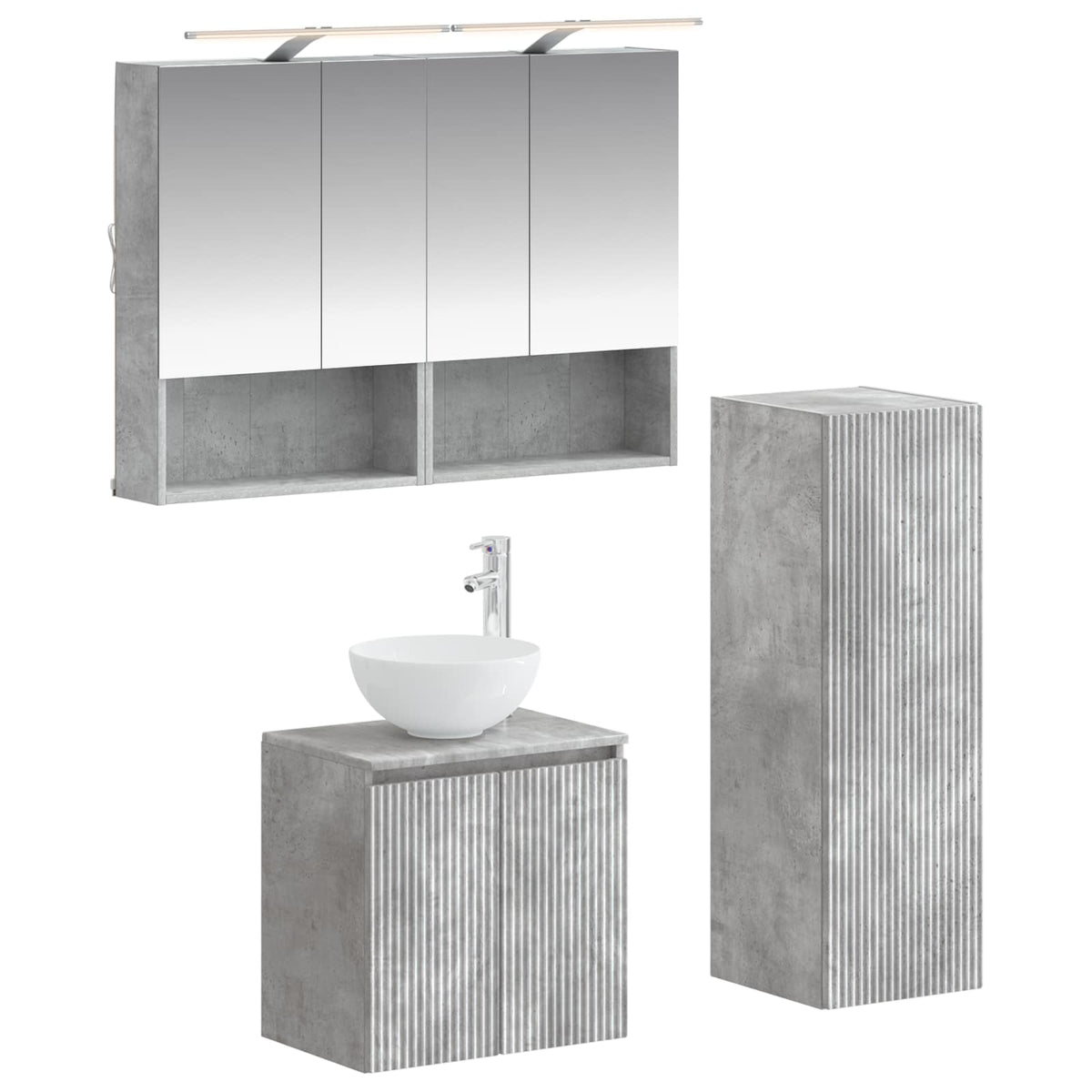 vidaXL Badkamermeubelset 4 pcs Wit Bewerkt hout en glas