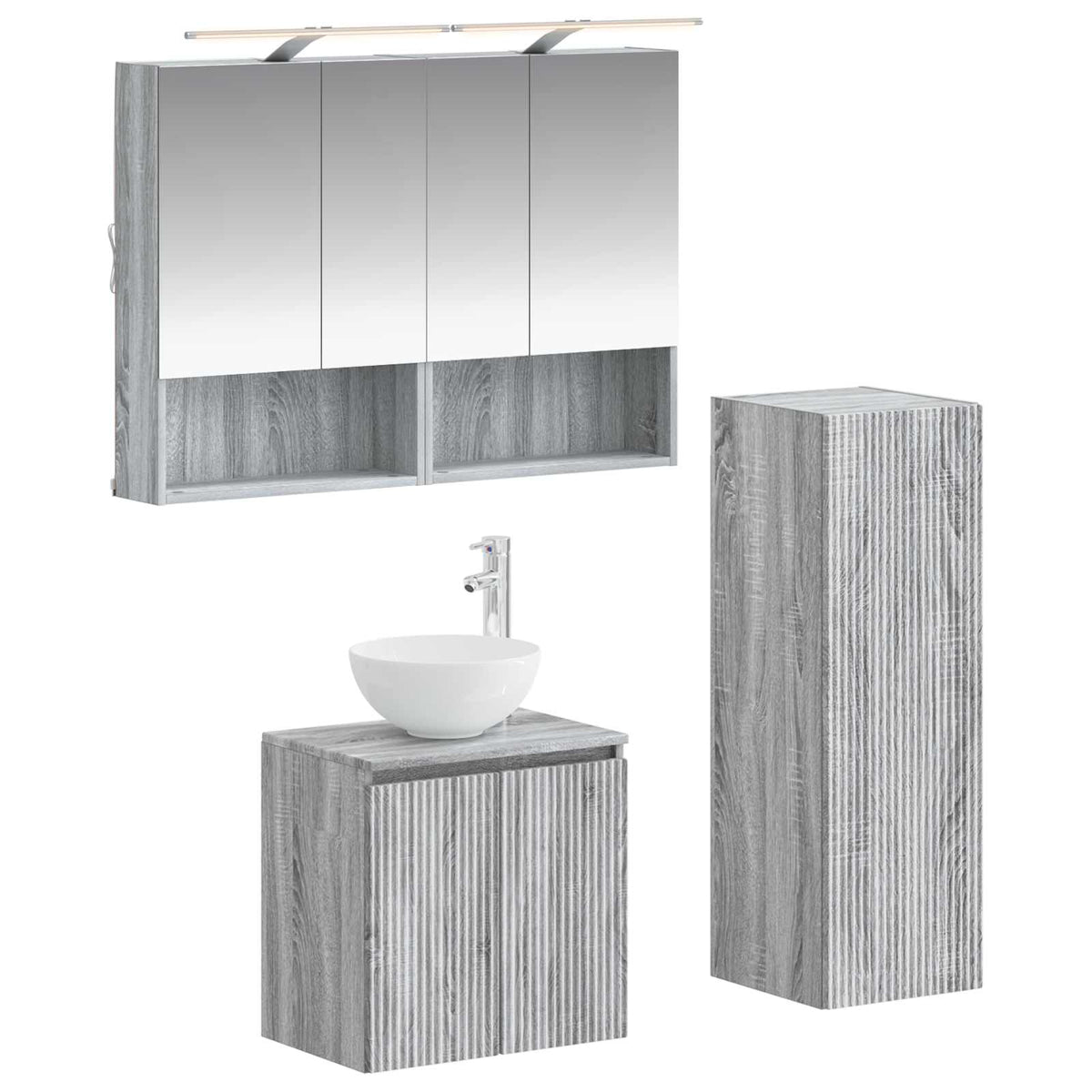 vidaXL Badkamermeubelset 4 pcs Wit Bewerkt hout en glas