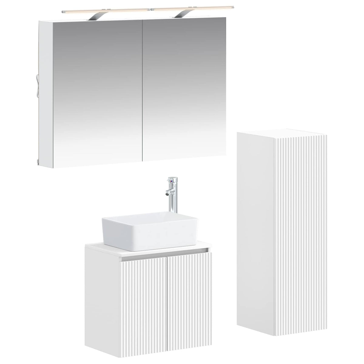 vidaXL Badkamermeubelset 4 pcs Wit Bewerkt hout en glas