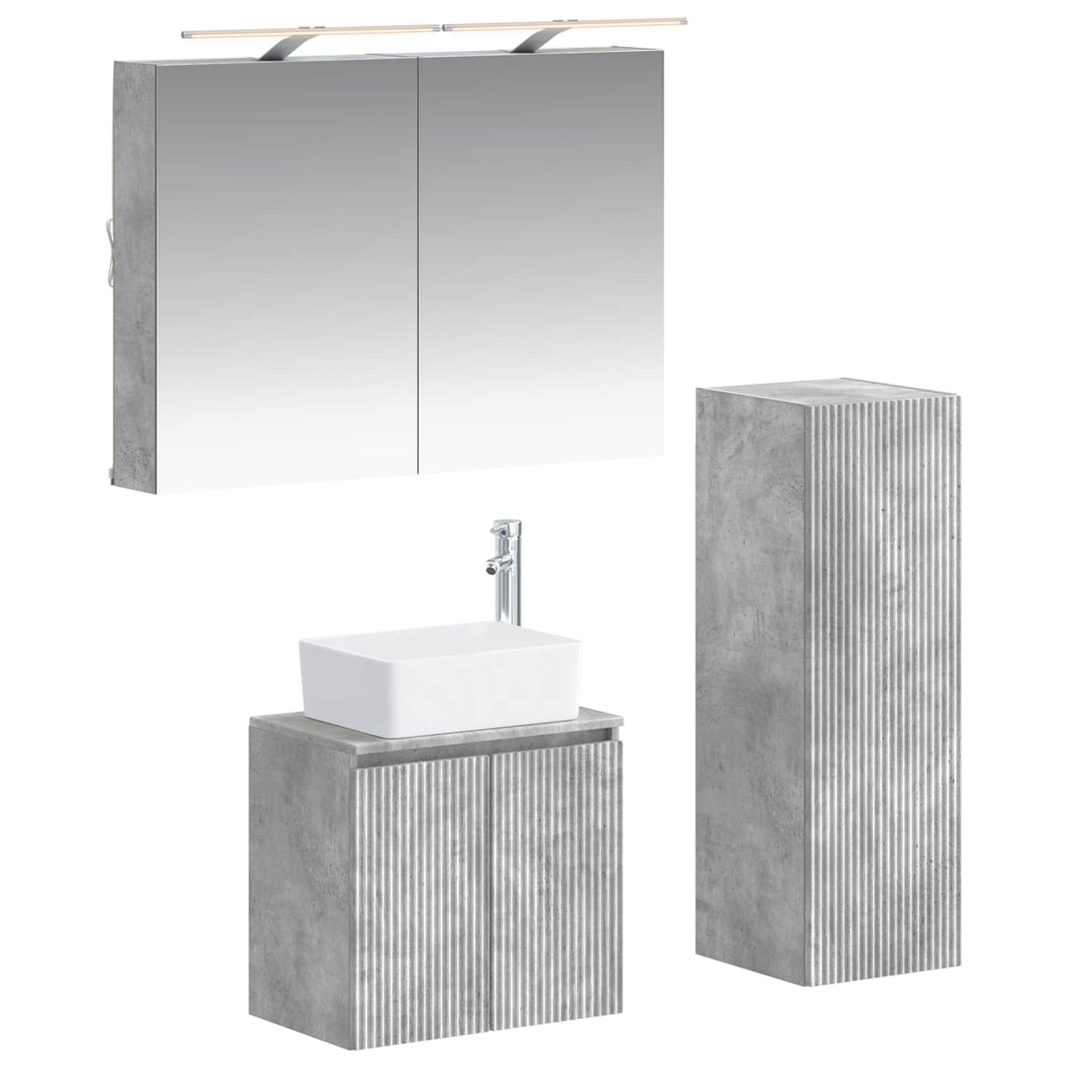 vidaXL Badkamermeubelset 4 pcs Wit Bewerkt hout en glas