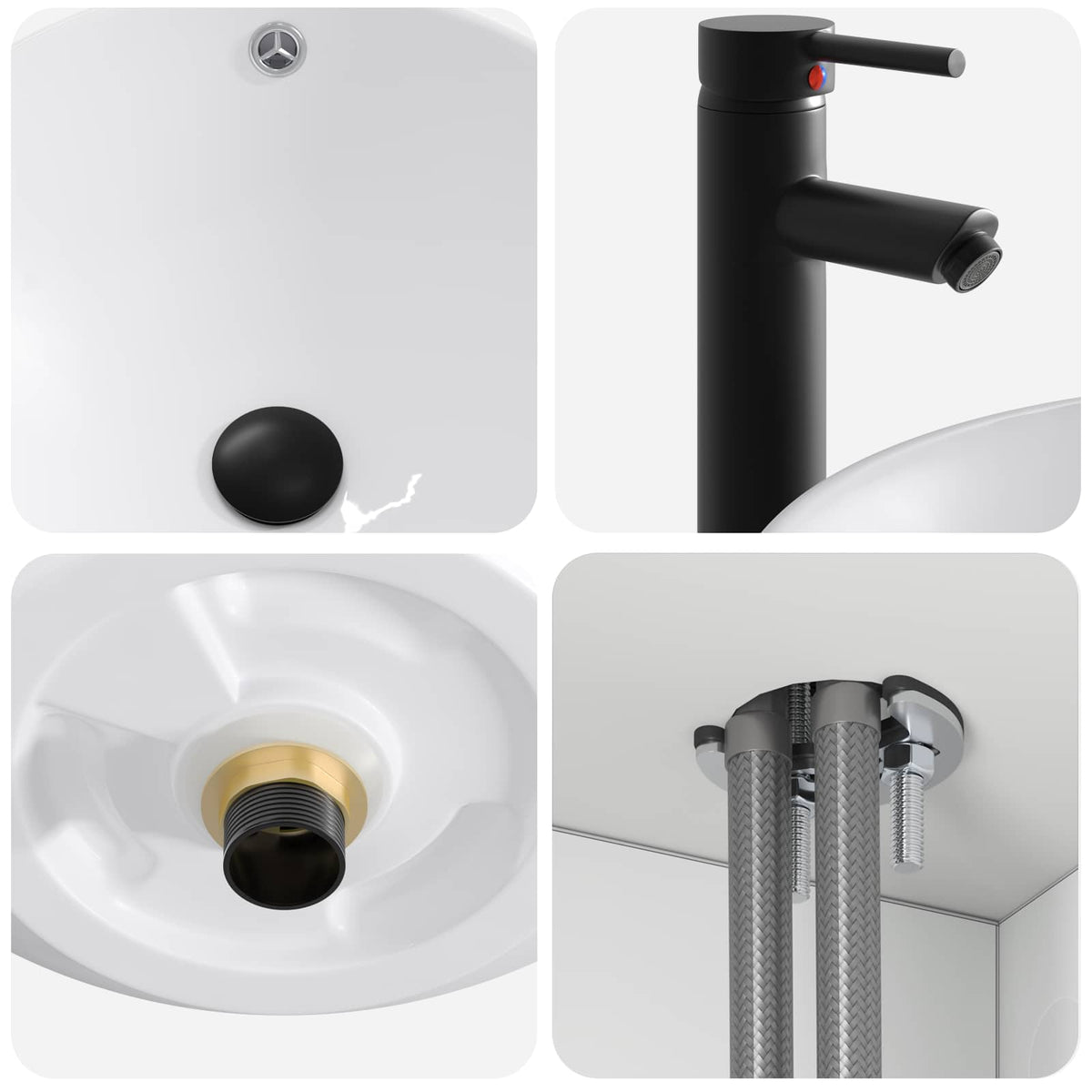vidaXL Badkamermeubelset 4 pcs Wit Bewerkt hout en glas