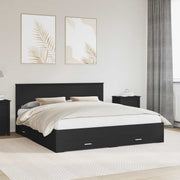 vidaXL Bedframe met lade Zwart en Zilver 200 x 200 cm Bewerkt hout