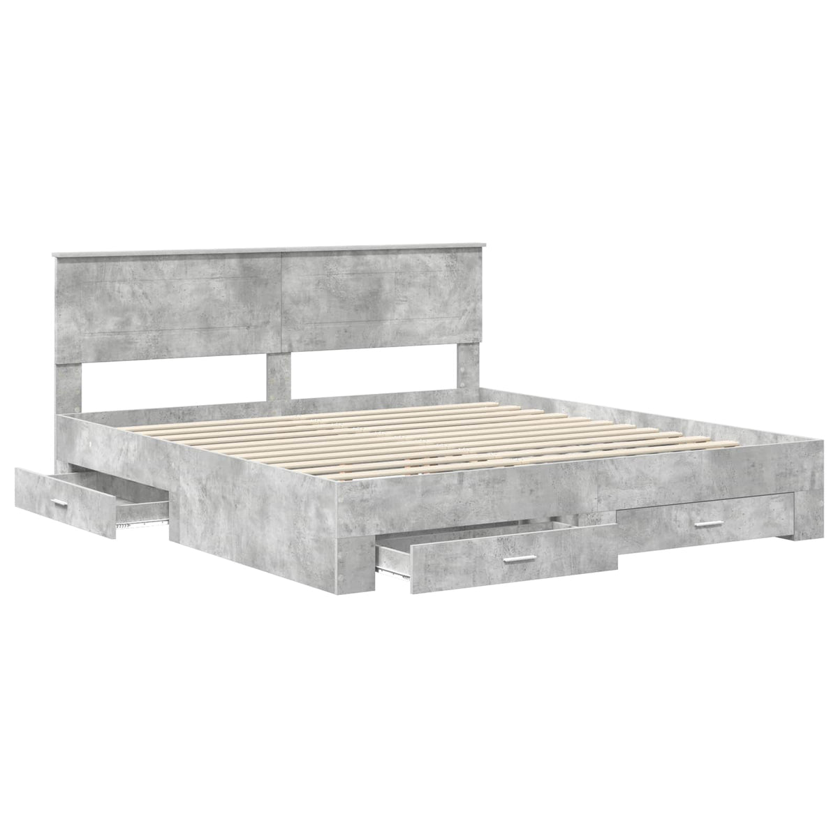 vidaXL Bedframe met lade Zwart en Zilver 200 x 200 cm Bewerkt hout