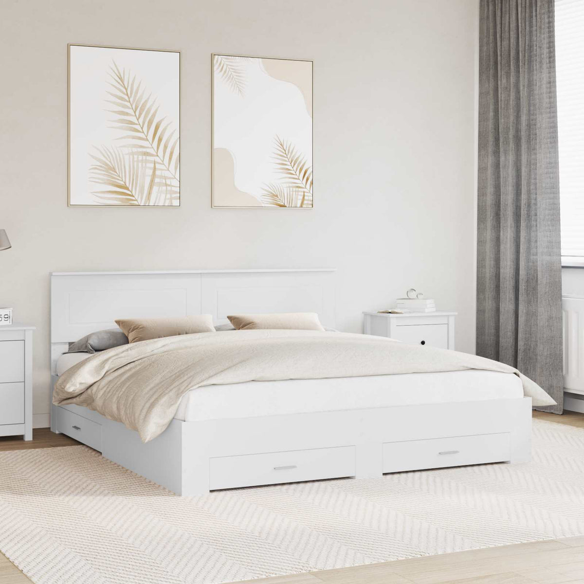 vidaXL Bedframe met lade Zwart en Zilver 200 x 200 cm Bewerkt hout