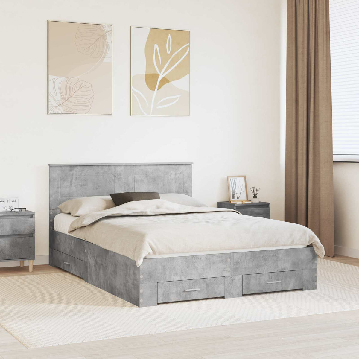 vidaXL Bedframe met lade Zwart en Zilver 200 x 200 cm Bewerkt hout