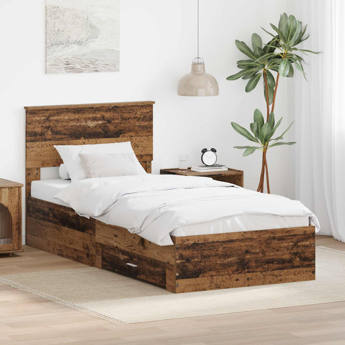 vidaXL Bedframe met lade Zwart en Zilver 200 x 200 cm Bewerkt hout