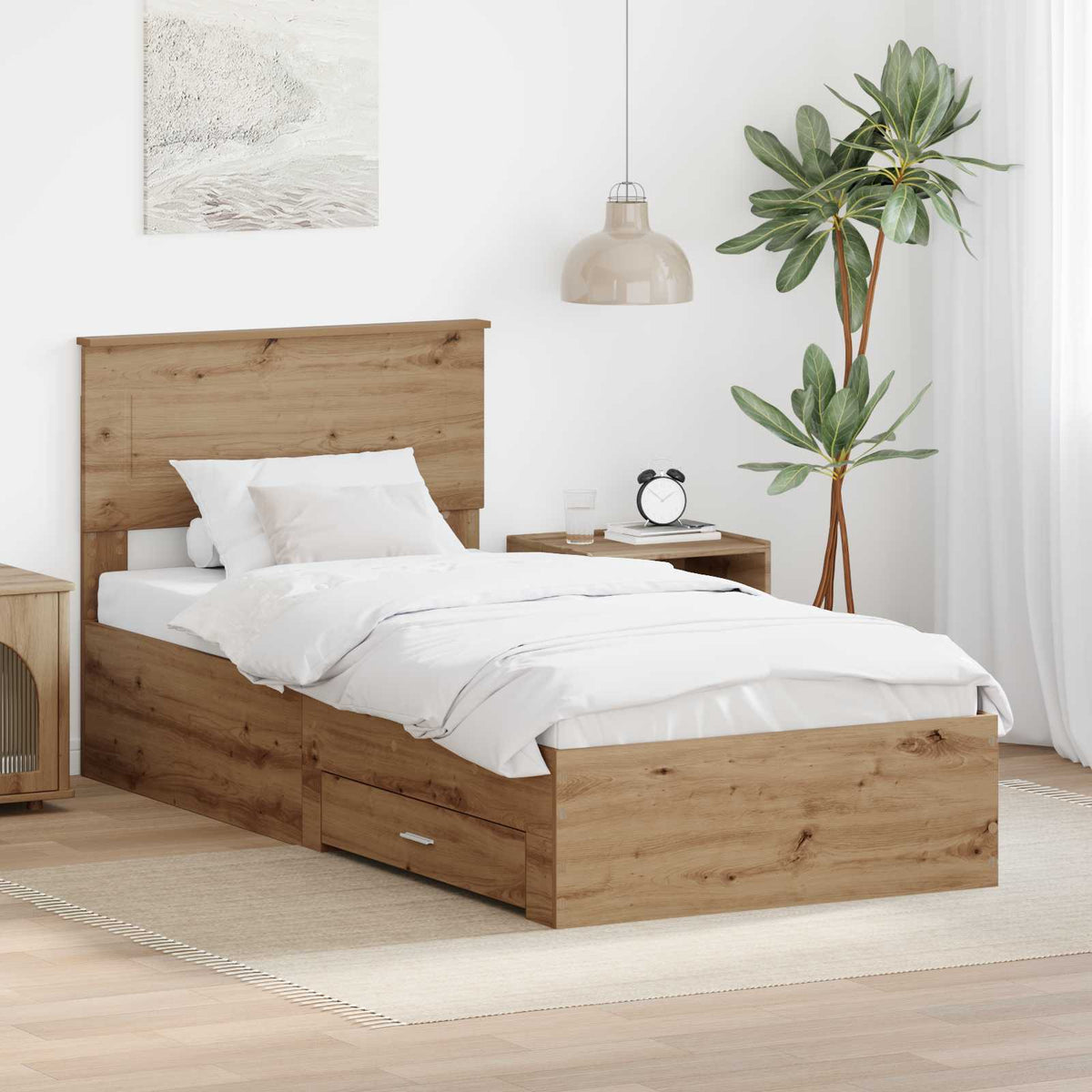 vidaXL Bedframe met lade Zwart en Zilver 200 x 200 cm Bewerkt hout