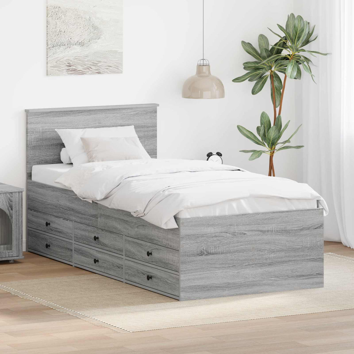 vidaXL Slaapbank met lade Wit en zwart 100 x 200 cm Bewerkt hout