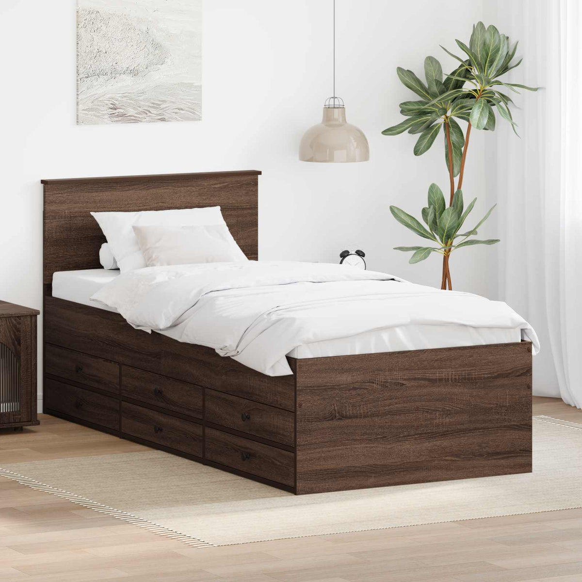 vidaXL Slaapbank met lade Wit en zwart 100 x 200 cm Bewerkt hout
