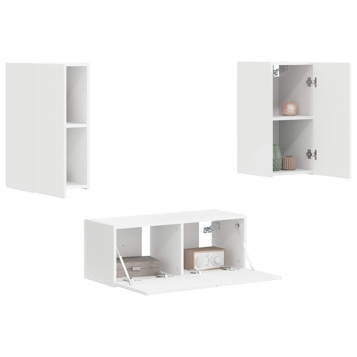 vidaXL Tv-meubelset Wandgemonteerd 2 pcs Wit Bewerkt hout