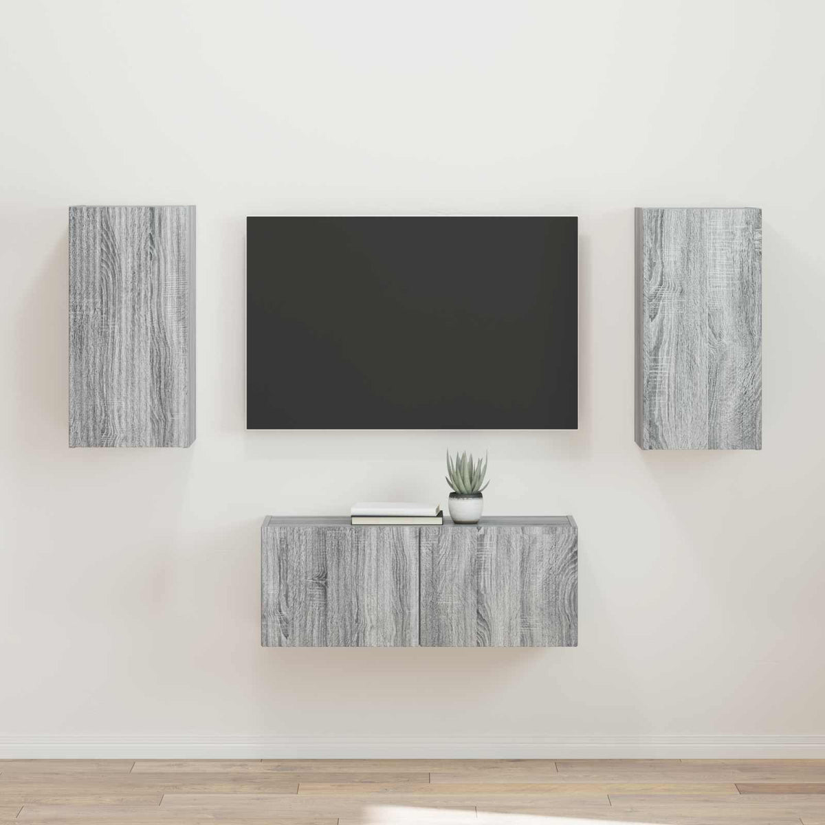 vidaXL Tv-meubelset Wandgemonteerd 2 pcs Wit Bewerkt hout