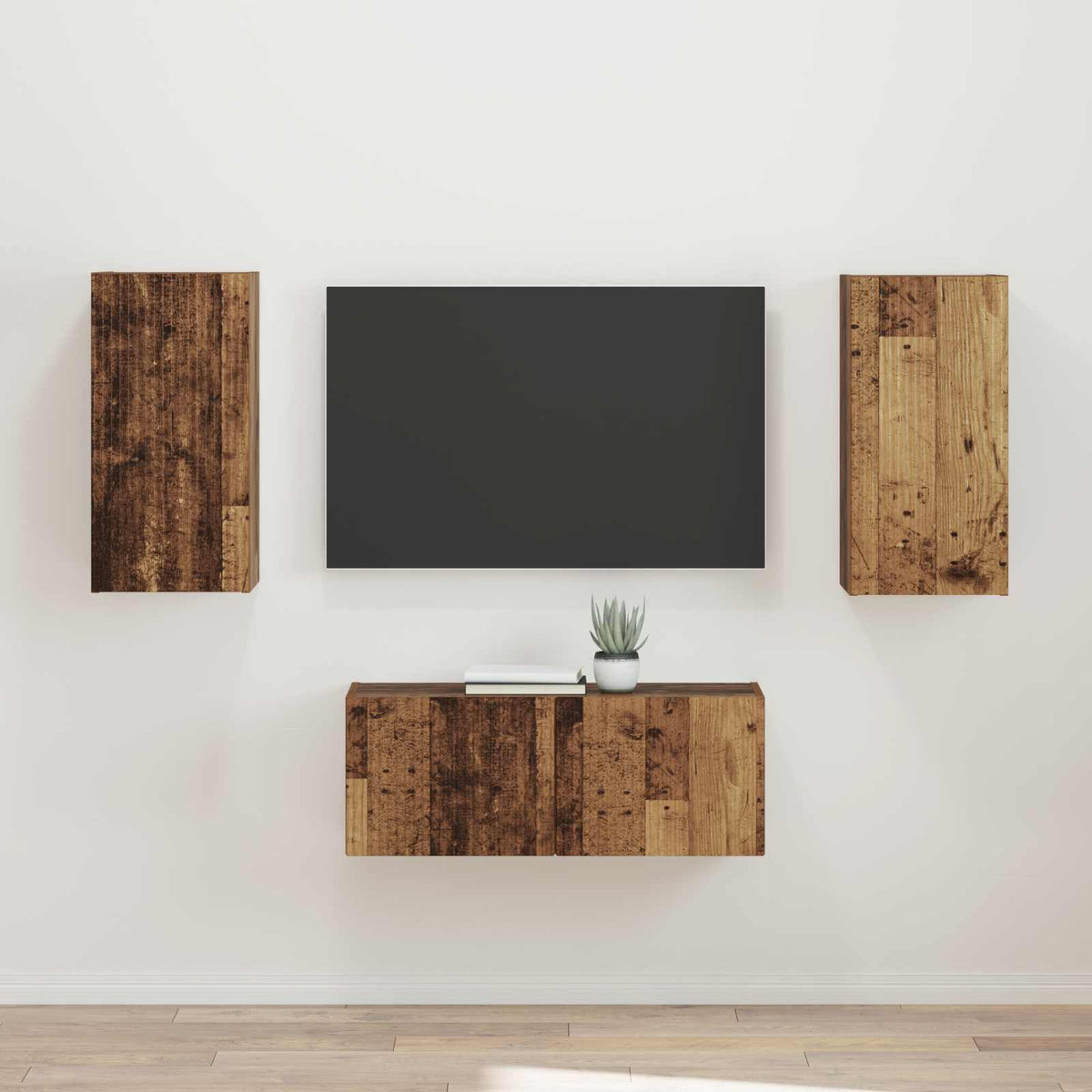 vidaXL Tv-meubelset Wandgemonteerd 2 pcs Wit Bewerkt hout