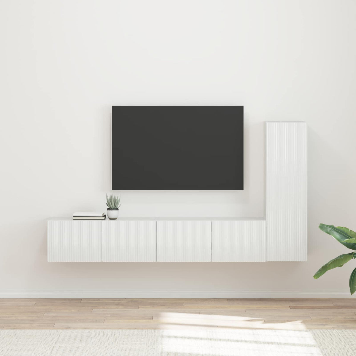 vidaXL Tv-meubelset Wandgemonteerd 2 pcs Wit Bewerkt hout