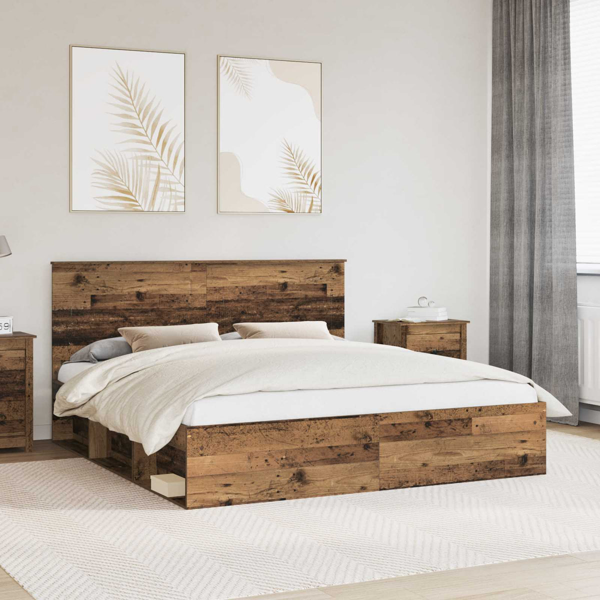 vidaXL Bedframe met hoofdeinde Wit 200 x 200 cm Massief grenenhout