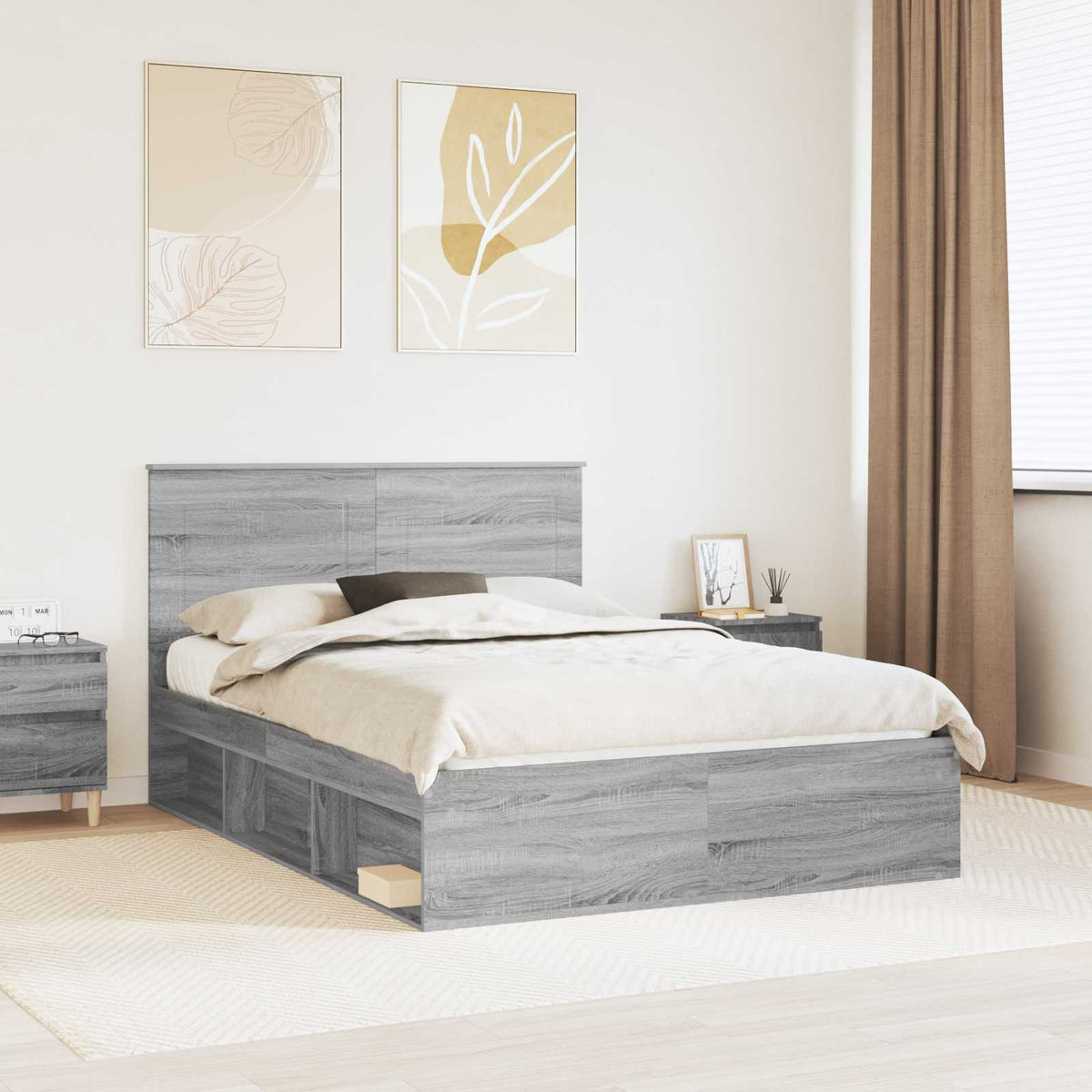 vidaXL Bedframe met hoofdeinde Wit 200 x 200 cm Massief grenenhout