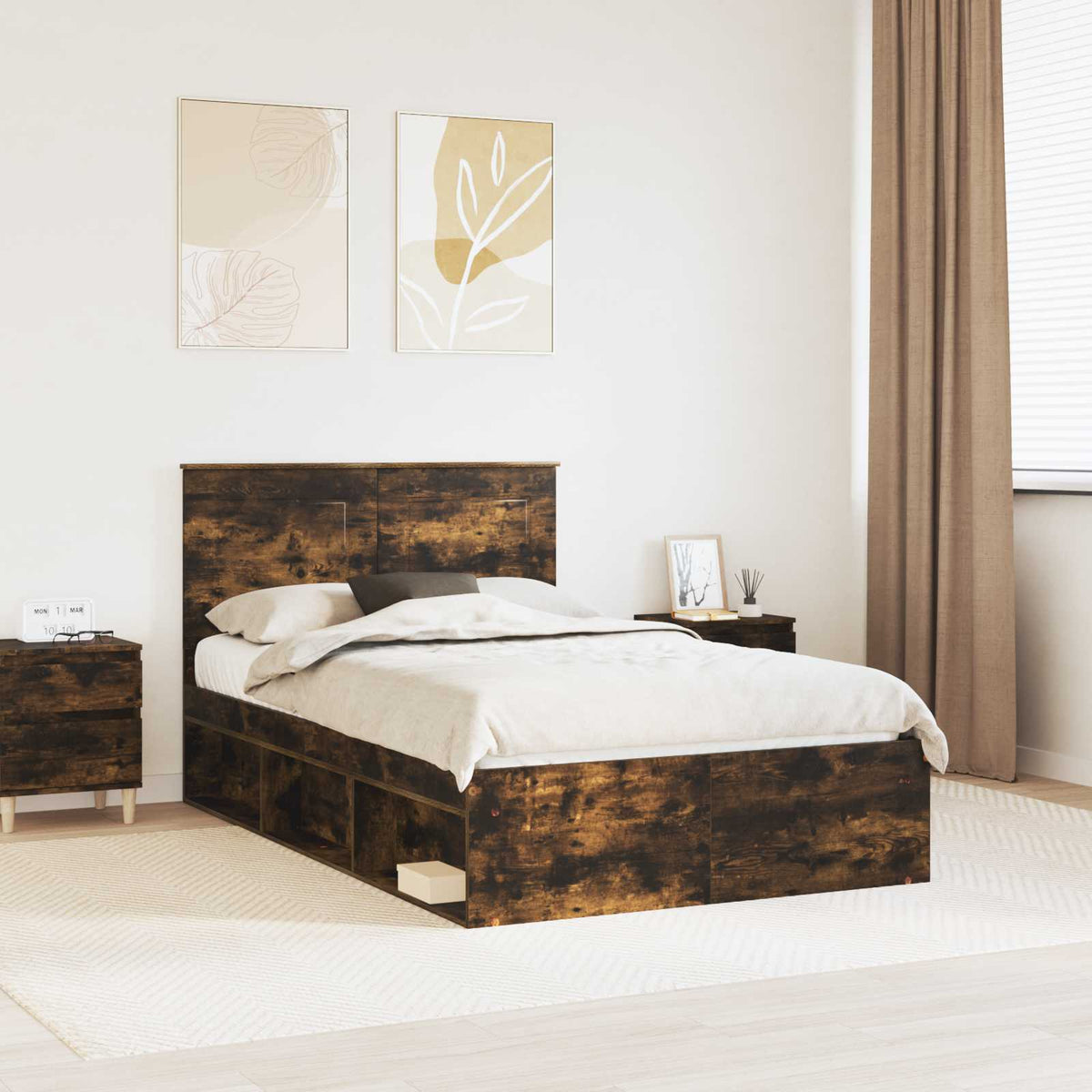 vidaXL Bedframe met hoofdeinde Wit 200 x 200 cm Massief grenenhout