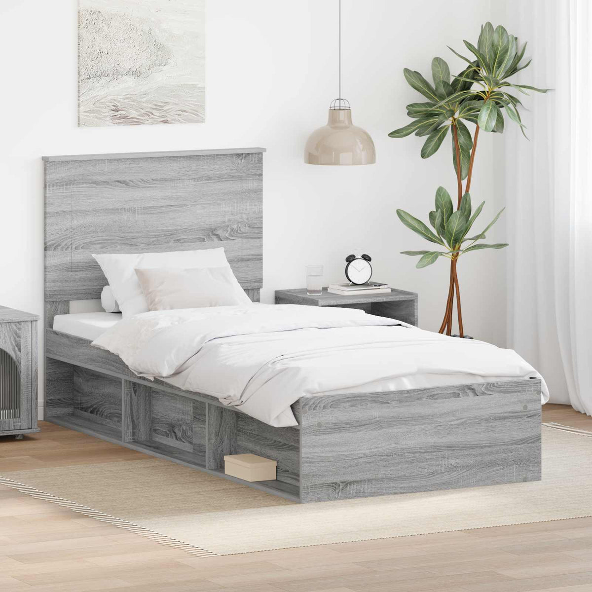 vidaXL Bedframe met hoofdeinde Wit 200 x 200 cm Massief grenenhout