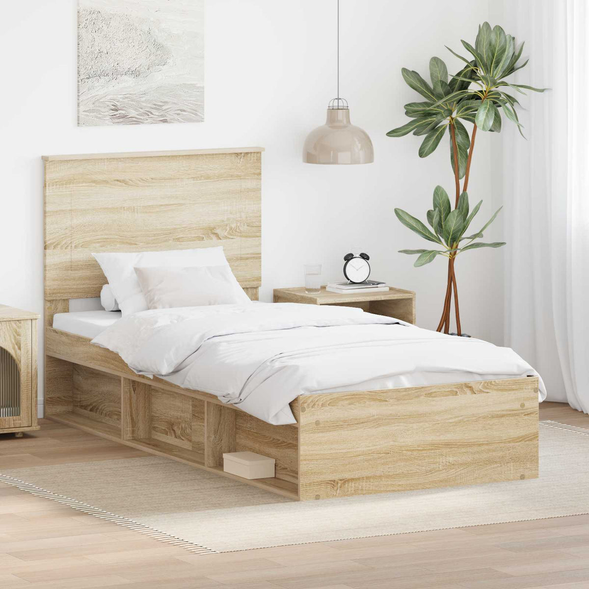 vidaXL Bedframe met hoofdeinde Wit 200 x 200 cm Massief grenenhout
