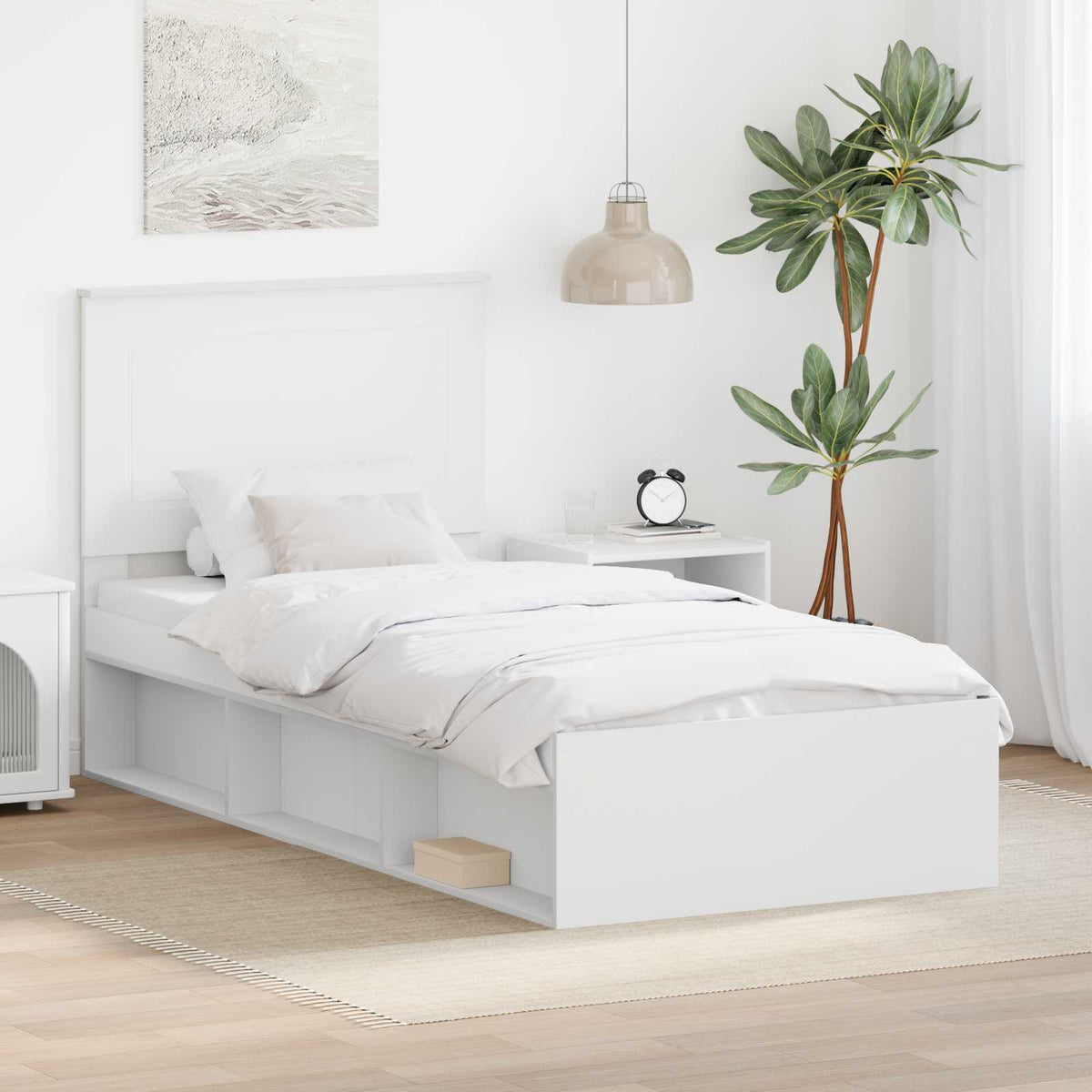 vidaXL Bedframe met hoofdeinde Wit 200 x 200 cm Massief grenenhout