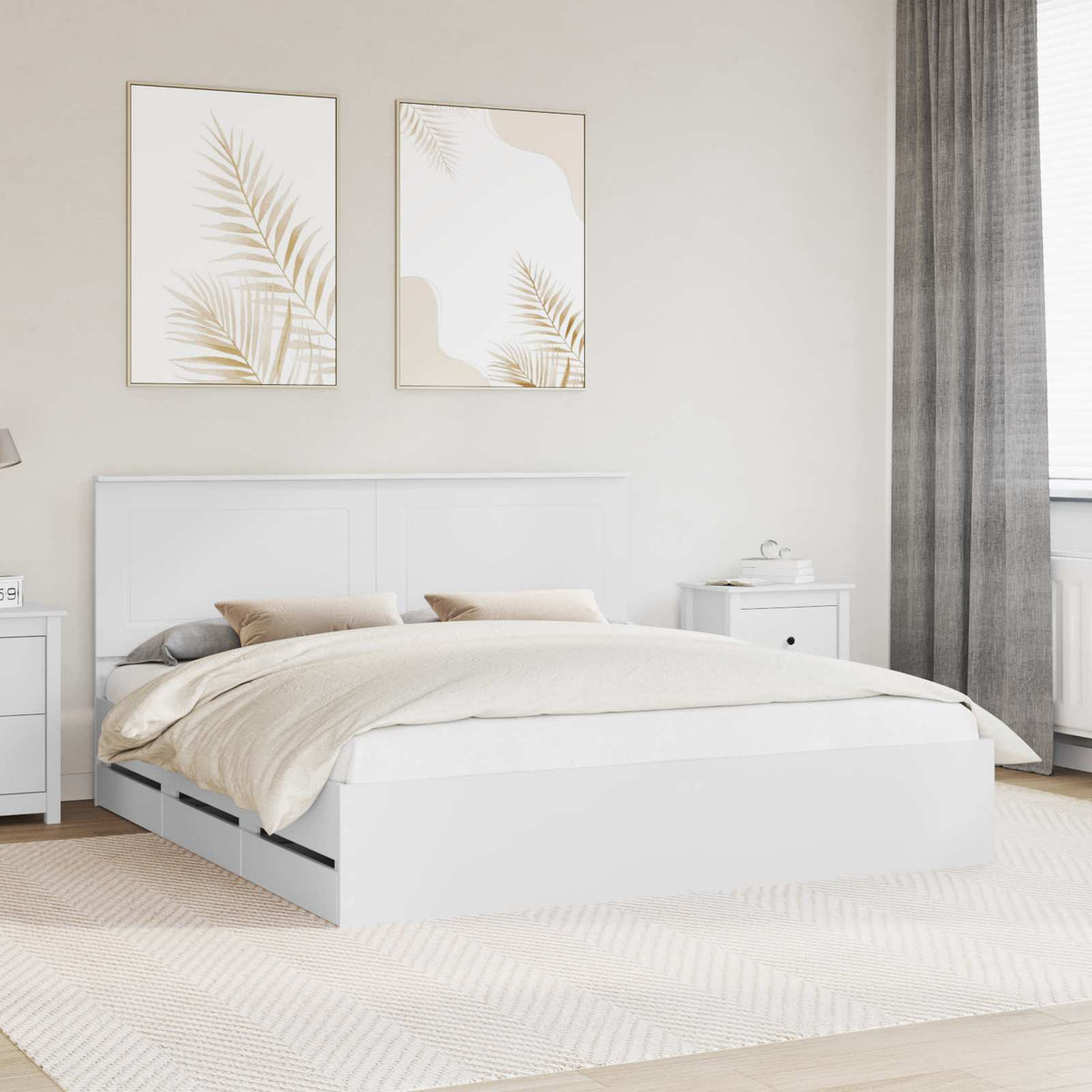 vidaXL Bedframe met lade met opslag Zwart 200 x 200 cm Ingenieurshout