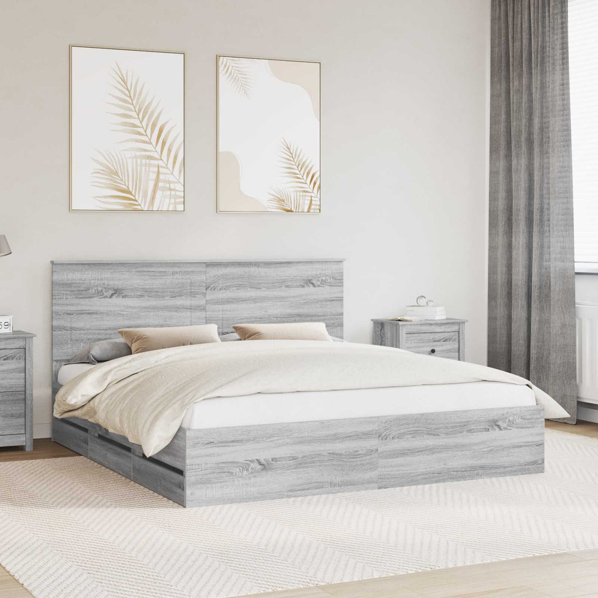 vidaXL Bedframe met lade met opslag Zwart 200 x 200 cm Ingenieurshout