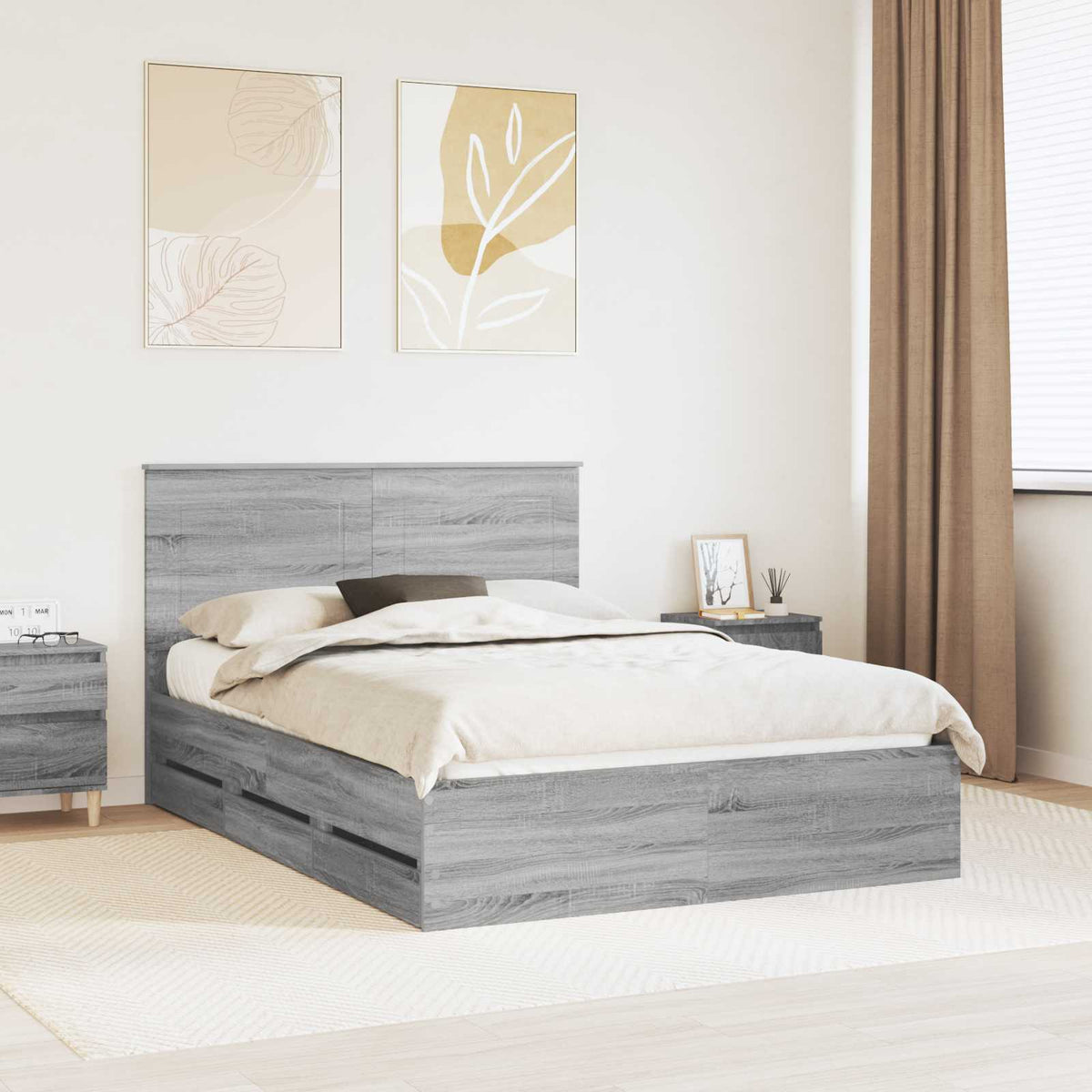 vidaXL Bedframe met lade met opslag Zwart 200 x 200 cm Ingenieurshout