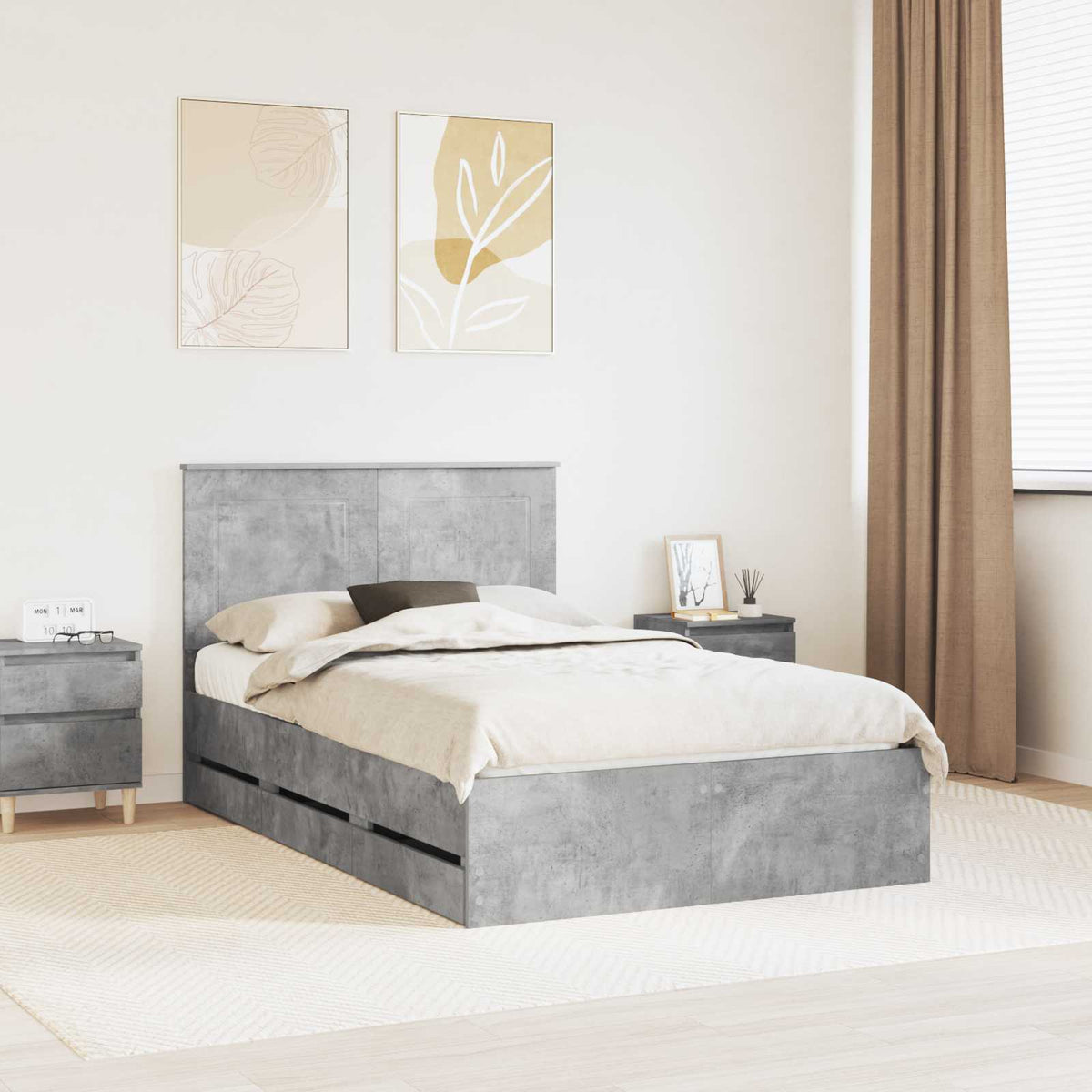 vidaXL Bedframe met lade met opslag Zwart 200 x 200 cm Ingenieurshout