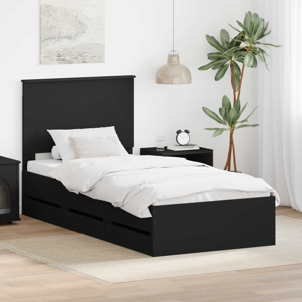 vidaXL Bedframe met lade met opslag Zwart 200 x 200 cm Ingenieurshout