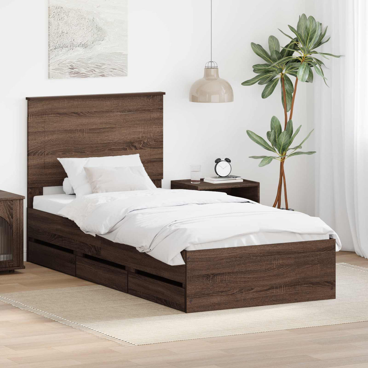 vidaXL Bedframe met lade met opslag Zwart 200 x 200 cm Ingenieurshout