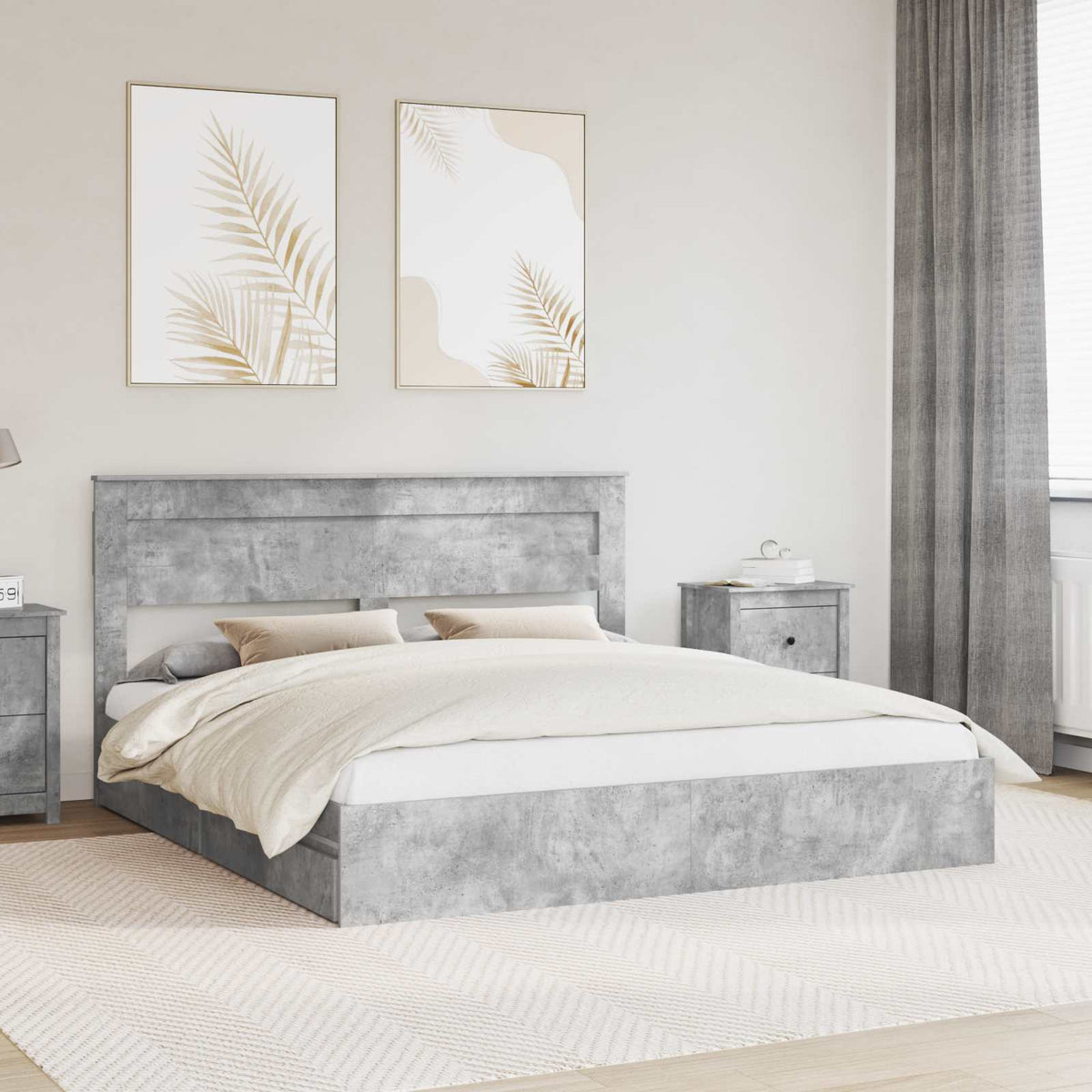 vidaXL Bedframe met lade met hoofdeinde Wit 200 x 200 cm Bewerkt hout