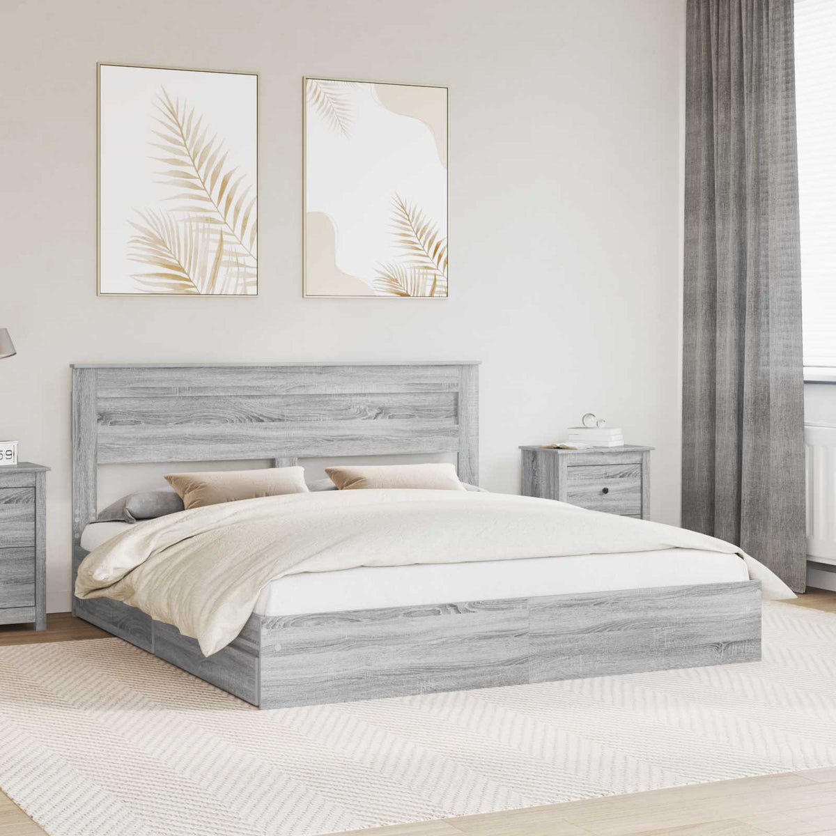 vidaXL Bedframe met lade met hoofdeinde Wit 200 x 200 cm Bewerkt hout