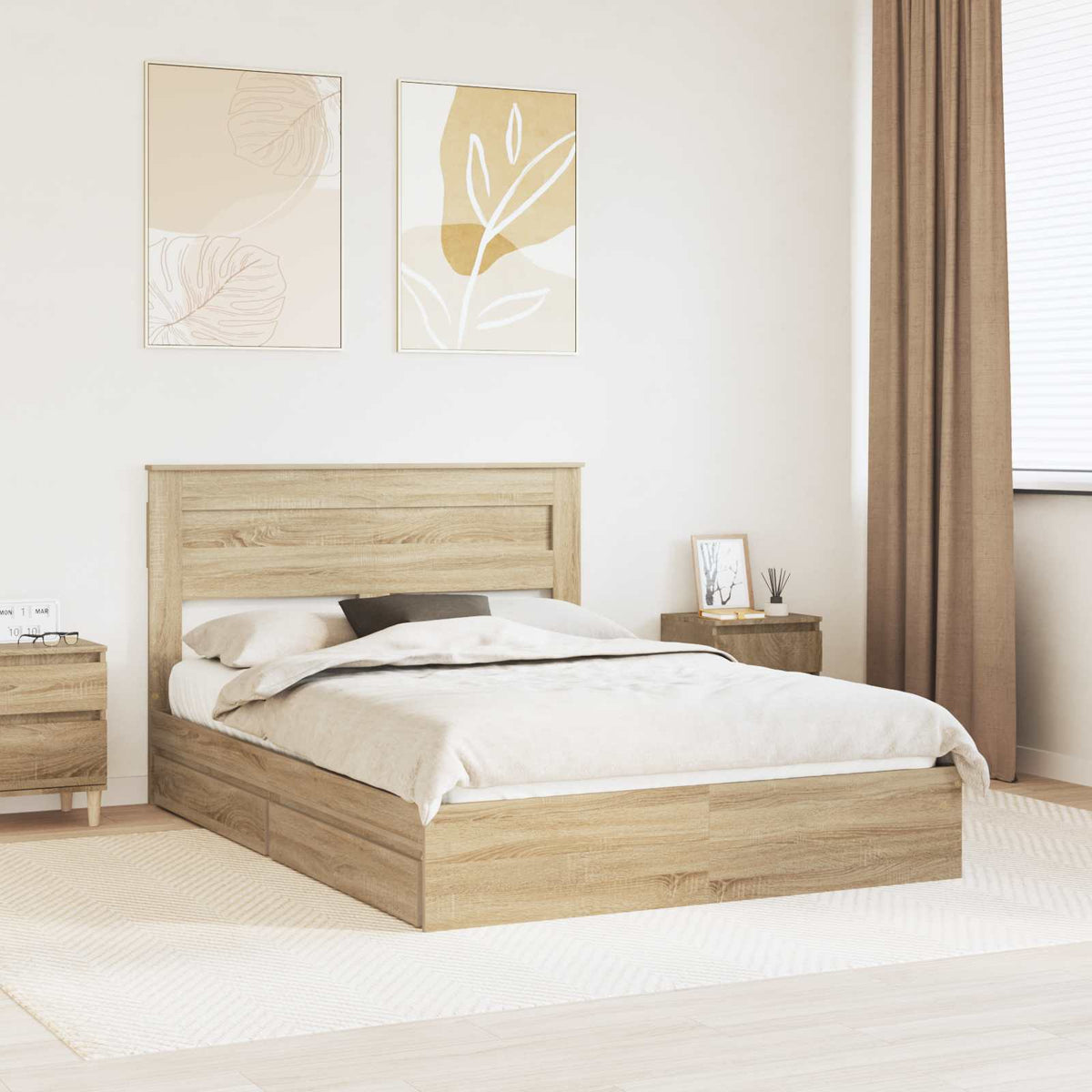 vidaXL Bedframe met lade met hoofdeinde Wit 200 x 200 cm Bewerkt hout