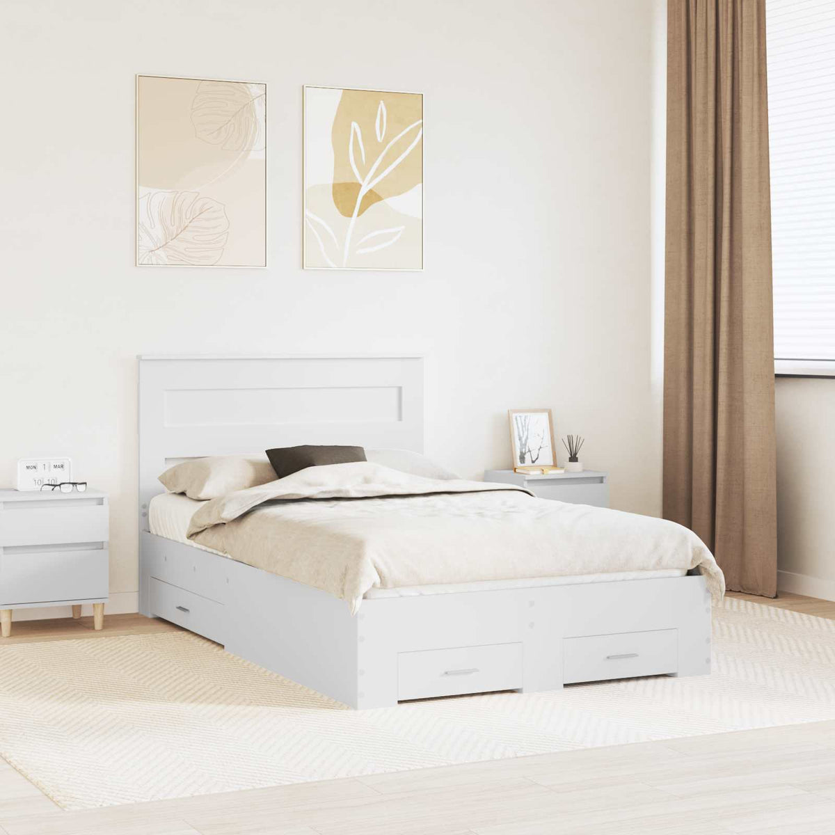 vidaXL Bedframe met lade Wit en Zilver 75 x 190 cm Bewerkt hout